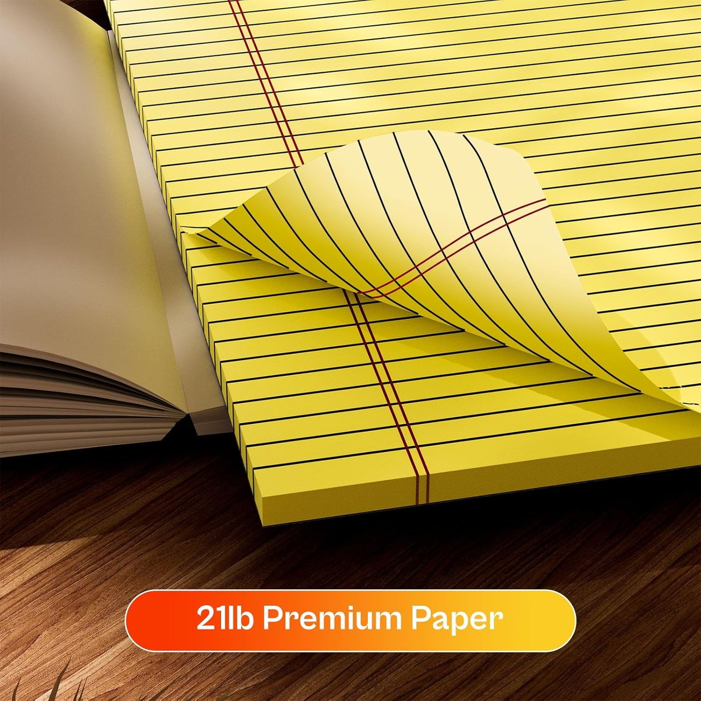 Legal Pads 8.5 x 11 College Ruled Note Pads 8.5 x 11.75 Yellow Notepad 80gsm Lined Paper Pads, 30 Sheets per Pad, 2 Pack Perforated Writing Pads Perfect for Office, Home, School