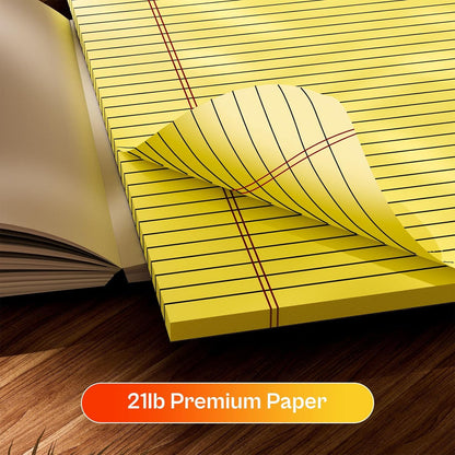 Legal Pads 8.5 x 11 College Ruled Note Pads 8.5 x 11.75 Yellow Notepad 80gsm Lined Paper Pads, 30 Sheets per Pad, 2 Pack Perforated Writing Pads Perfect for Office, Home, School