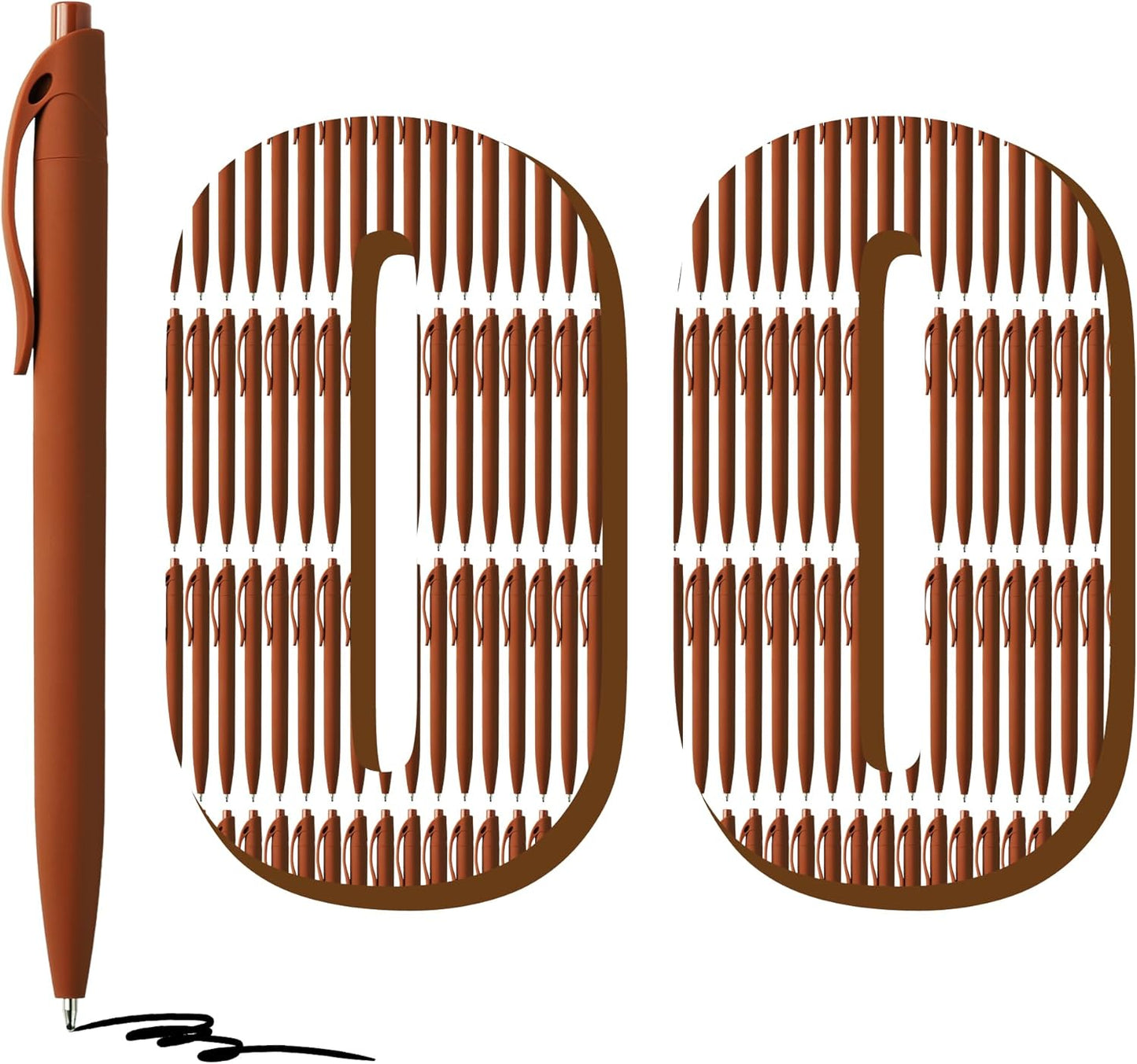 Deegtran 100 Pack No Bleed Black Barrel Click Pens, Wholesale Retractable Ballpoint, Medium Point, Smooth Ink, 1.0MM Black Ink