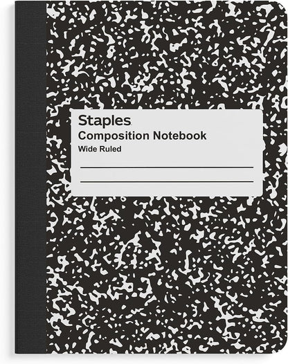 STAPLES Composition Notebook, 9.75” x 7.5”, Wide Ruled, 100 Sheets, Green Cover