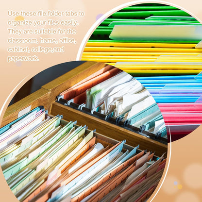 PATIKIL 3 Inch File Folder Tabs, 24pcs Hanging File Tabs Plastic Labels Clear Transparent with Inserts for Hanging File Binders Quick Identification Organizer, Yellow Slot