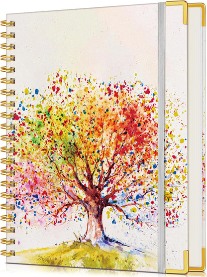 Lined Spiral Notebook Journal for Women, 200 Pages Cute Notebooks 8.5” x 11”, A4 Large Hardcover Spiral Journals with 100 GSM Thick Paper, College Ruled Notebook for Writing Work School, Autumn Tree