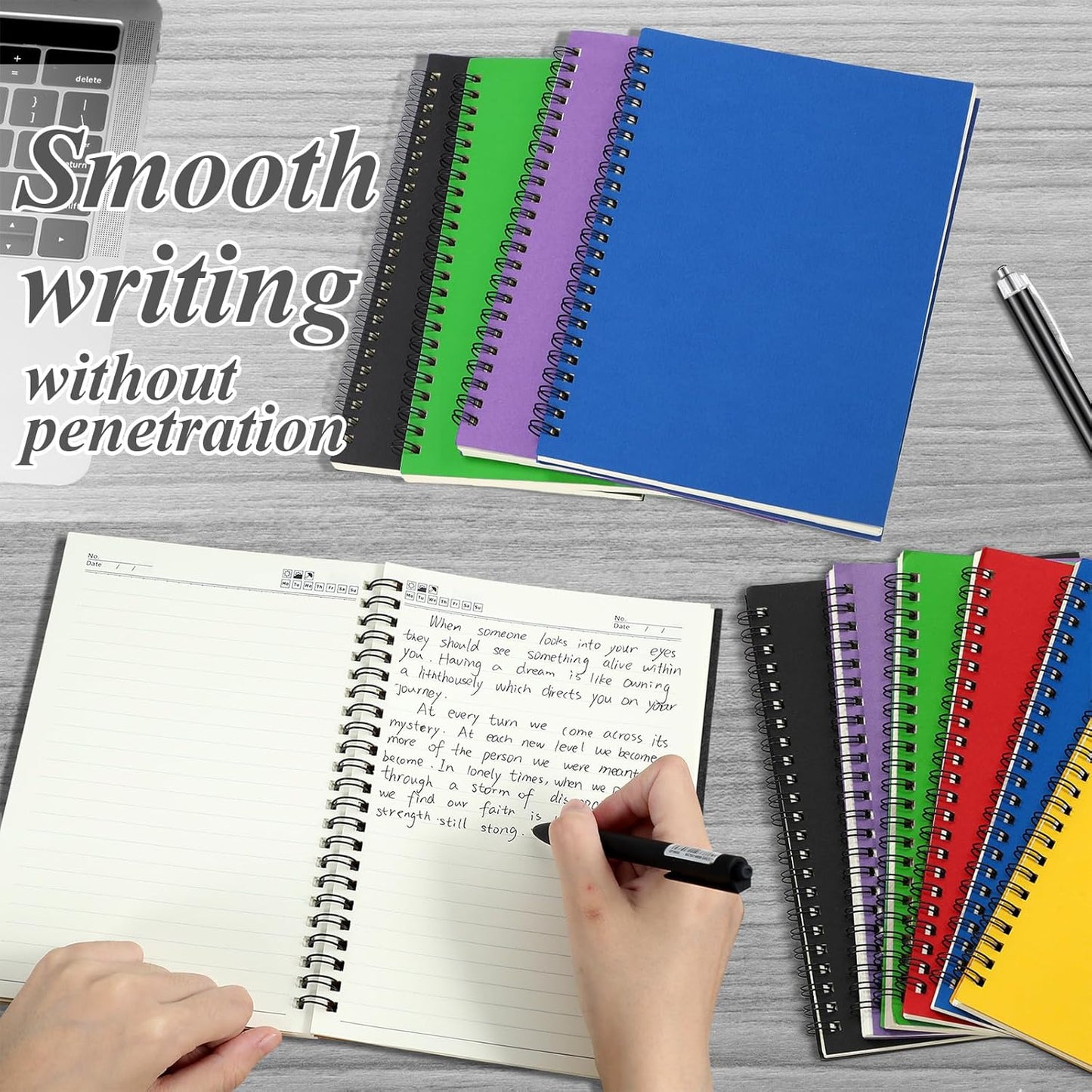 Leelosp 12 Pack Small Spiral Notebook Lined Spiral Journal College Ruled Notebook Wire Bound Kraft Cover, 120 Pages for Work (Multicolor,5.5 x 8.3 Inch)
