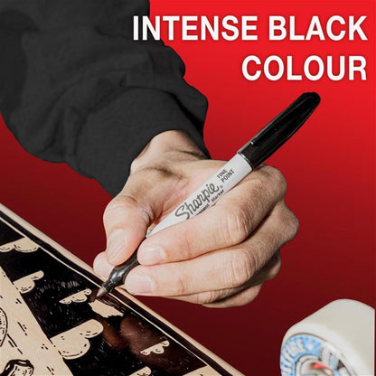 Sharpie Permanent Markers | Fine Point for Bold Details | BlackBlueRed and Green Ink Colours | 4 Marker Pens