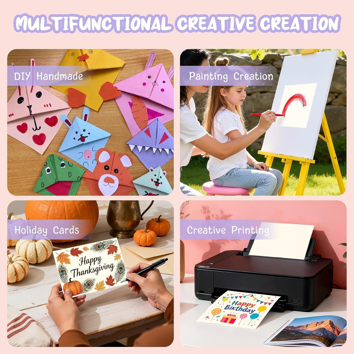 40 Sheets Cream Cardstock Paper 8.5 x 11, Ivory Cardstock Printer Paper 8.5x11, Off White Card Stock Paper 8.5 x 11, 200 GSM Construction Paper for DIY Cards, Greeting Cards, Wedding Invitations