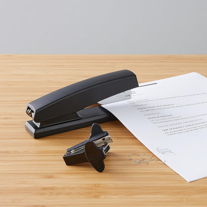 Amazon Basics Office Stapler with 1000 Staples, 25 Sheet Capacity, Non-Slip, Black, Home Office