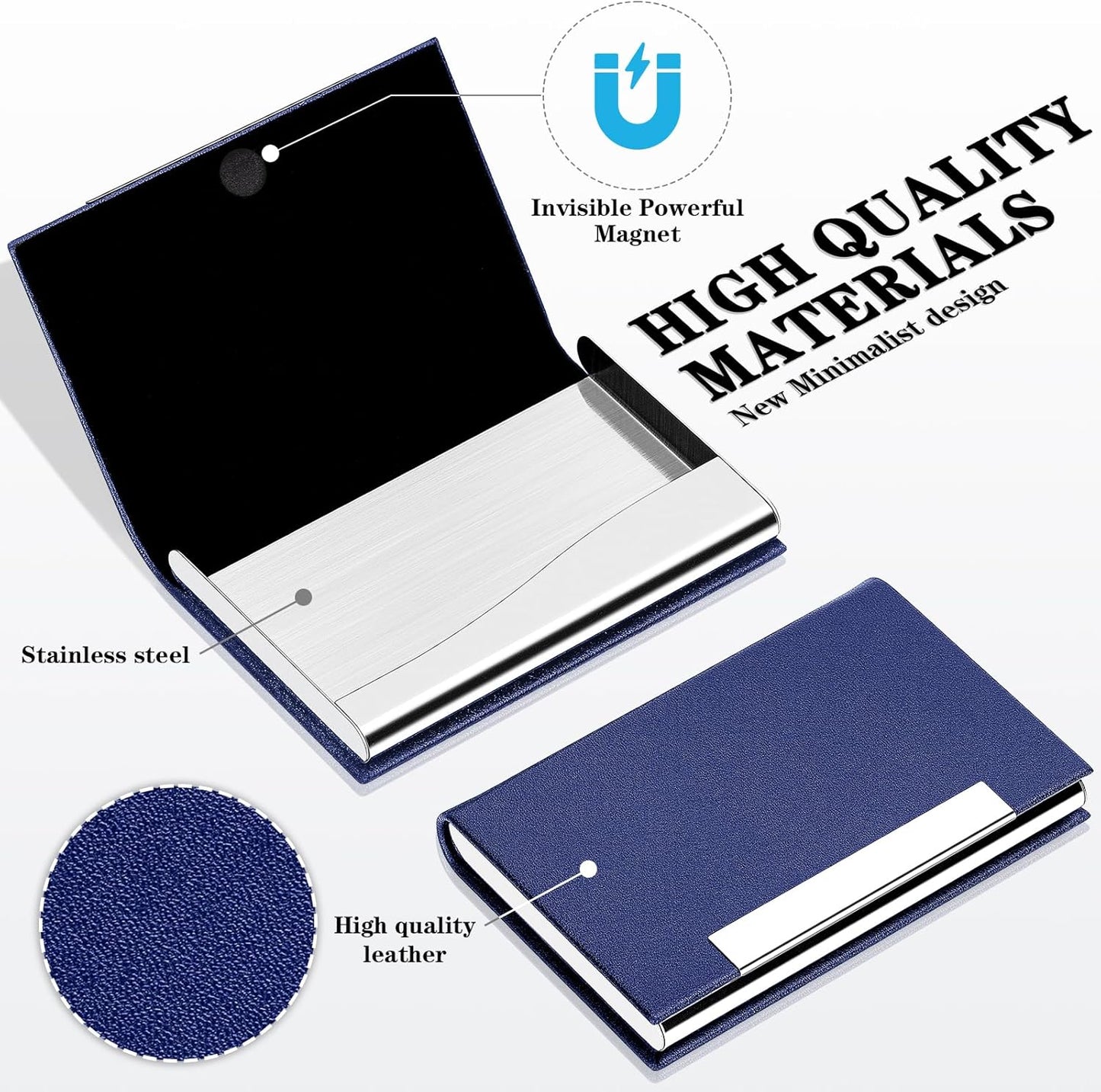 Padike Business Card Holder/ Case Professional PU Leather & Stainless Steel Multi Wallet Credit Card ID Case/Holder for Men & Women. (Black)