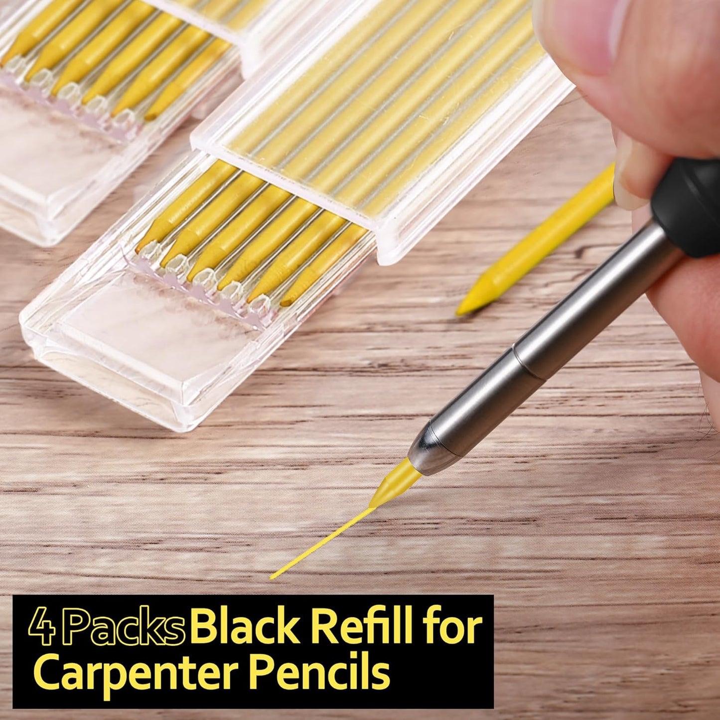 Hiboom 24 Pieces 2.8mm HB Refill for Carpenter Pencil, Study Long Lasting Pencil for Mechanical Pencil Woodworking Construction (Black)