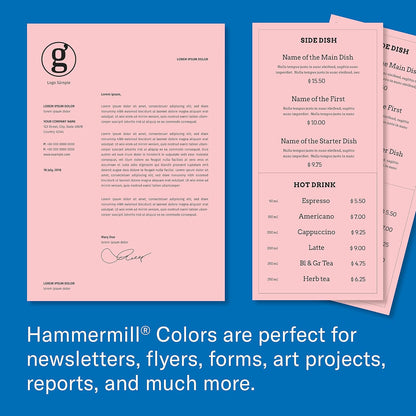 Hammermill Colored Paper, 20lb Pink Printer Paper, 8-1/2 x 11- 1 Ream (500 Sheets) - Made in the USA, Pastel Paper, 103382R