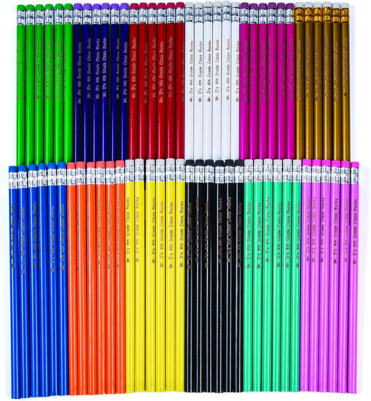 Fun Express Personalized Wooden Pencils Bulk Classroom - 72 Custom Engraved Pencils in Vibrant Colors - Perfect for Parties, School, and Office Use