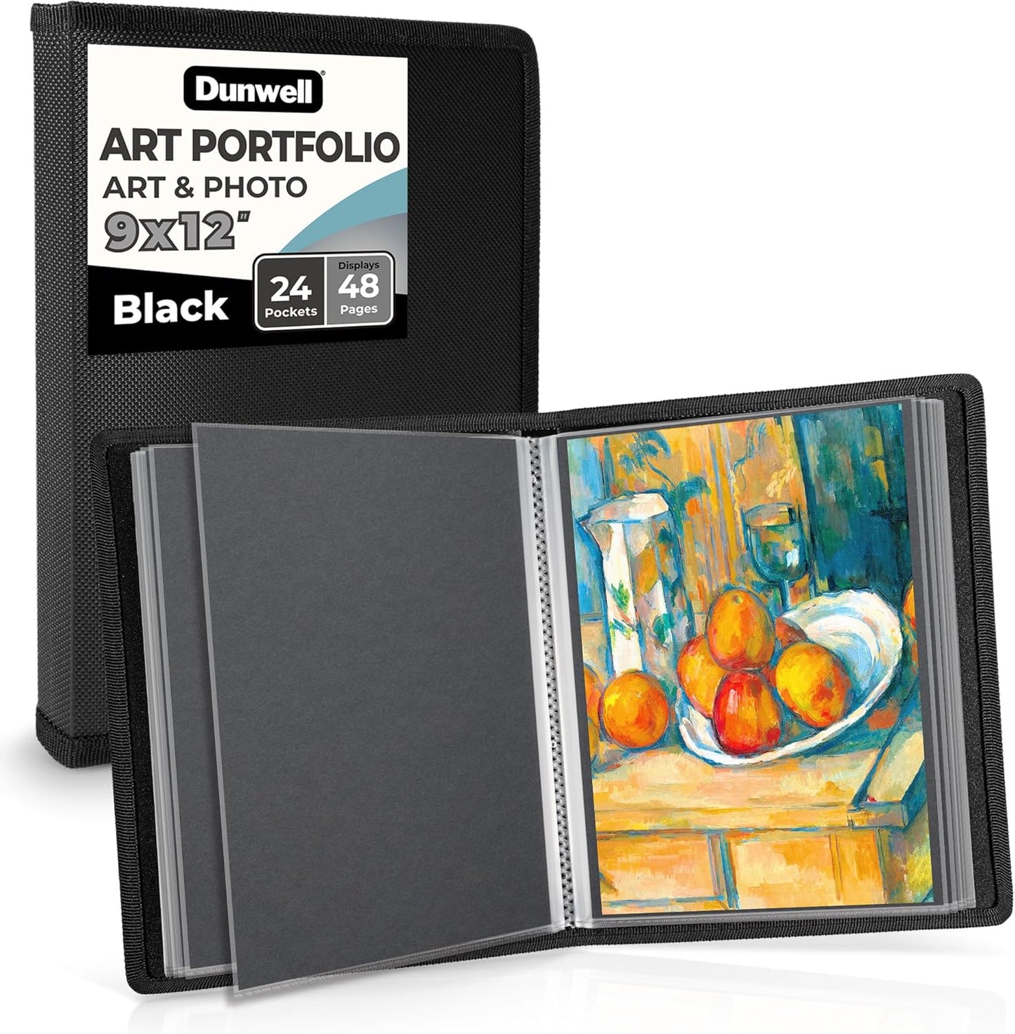 Dunwell Art Portfolio 8.5x11 Folder (Silver), Mounting Paper, Portfolio Binder for Artwork and 8.5 x 11 Documents Art Folder, 24 Pockets Display 48 Pages, Acid-Free Poly Presentation Book