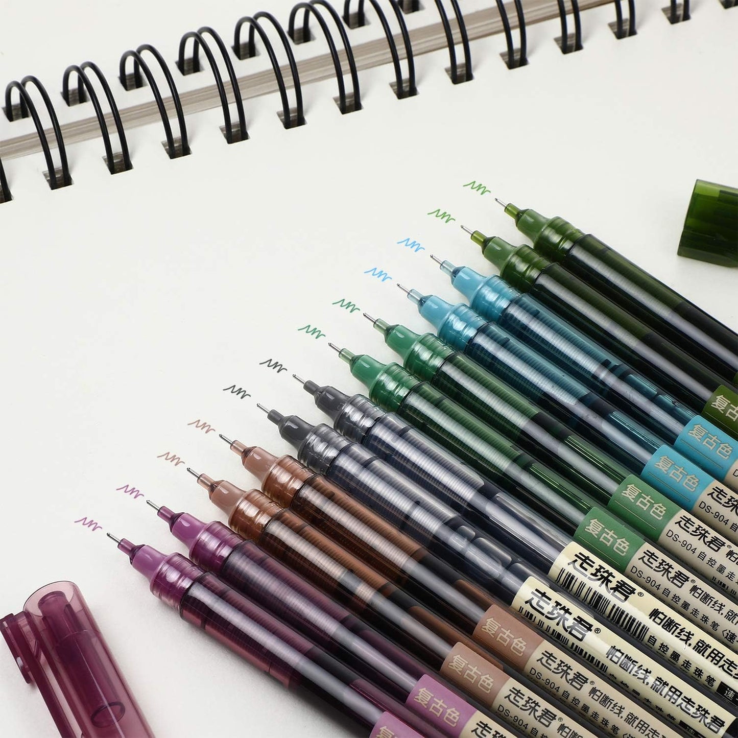 Frienda 12 Pieces Rolling Ball Pens 0.5 mm Japanese Quick Drying Fine Point Pens Liquid Ink Smooth Writing for Office Student Back to School Supplies(Multicolor)