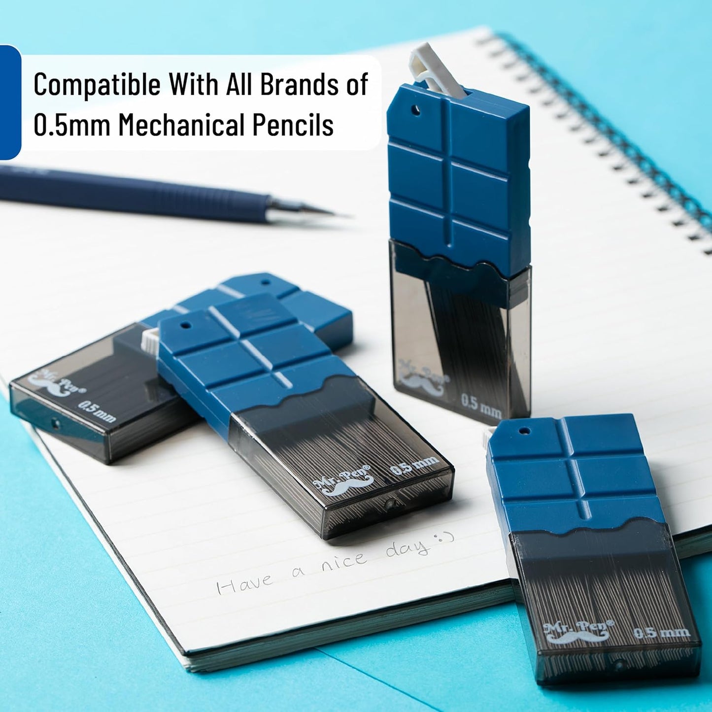 Mr. Pen- 0.5 mm Lead Refills for Mechanical Pencils, 1200 pcs (120 per Tube), Black, HB Graphite Lead, Standard Mechanical Pencil Refills for Drawing and Sketching