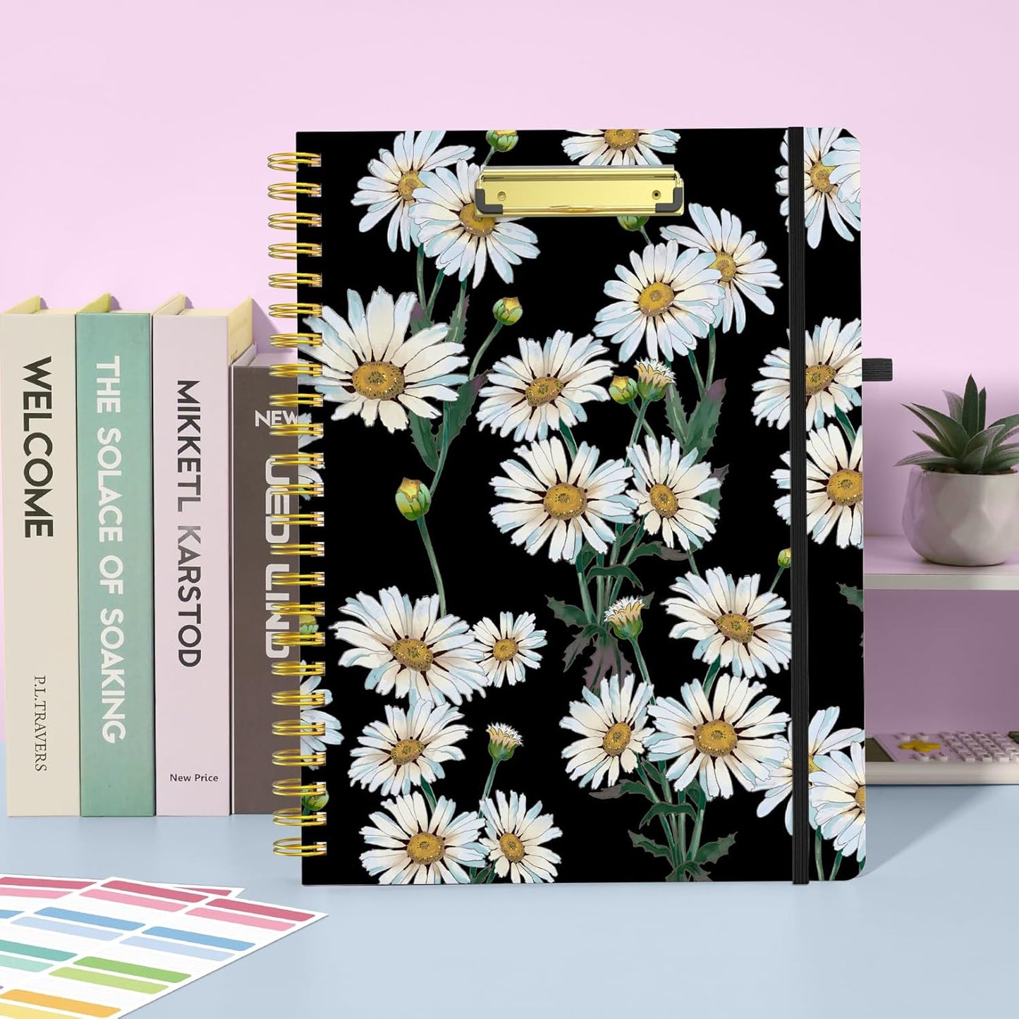 Sooez Clipboard with Refillable Notepad, Clipboard Folder with 10 Storage Pockets for Letter Size, Spiral Clipboard Notebook, Cute Portfolio for School Office Nursing