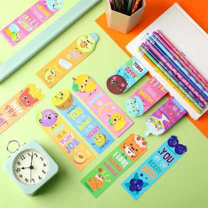 Teling 60 Pcs Inspirational Scented Pencils and Scented Bookmarks Sets Funny Smelly Pencils with Eraser Theme Bookmarks Cute Stationery Bulk for Reading Rewards Party Favors(Vivid)