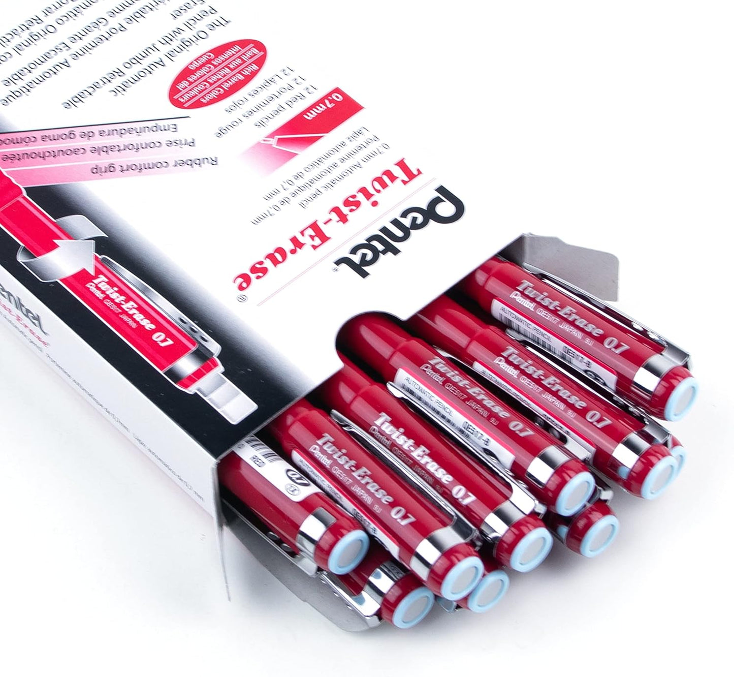 Pentel Twist-Erase III Mechanical Pencil, (0.7mm), Black Barrel, 12 Pack (QE517A)