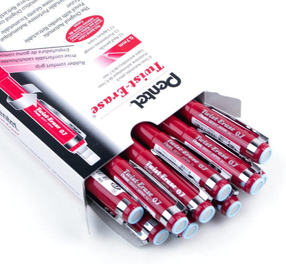 Pentel Twist-Erase III Mechanical Pencil, (0.7mm), Black Barrel, 12 Pack (QE517A)