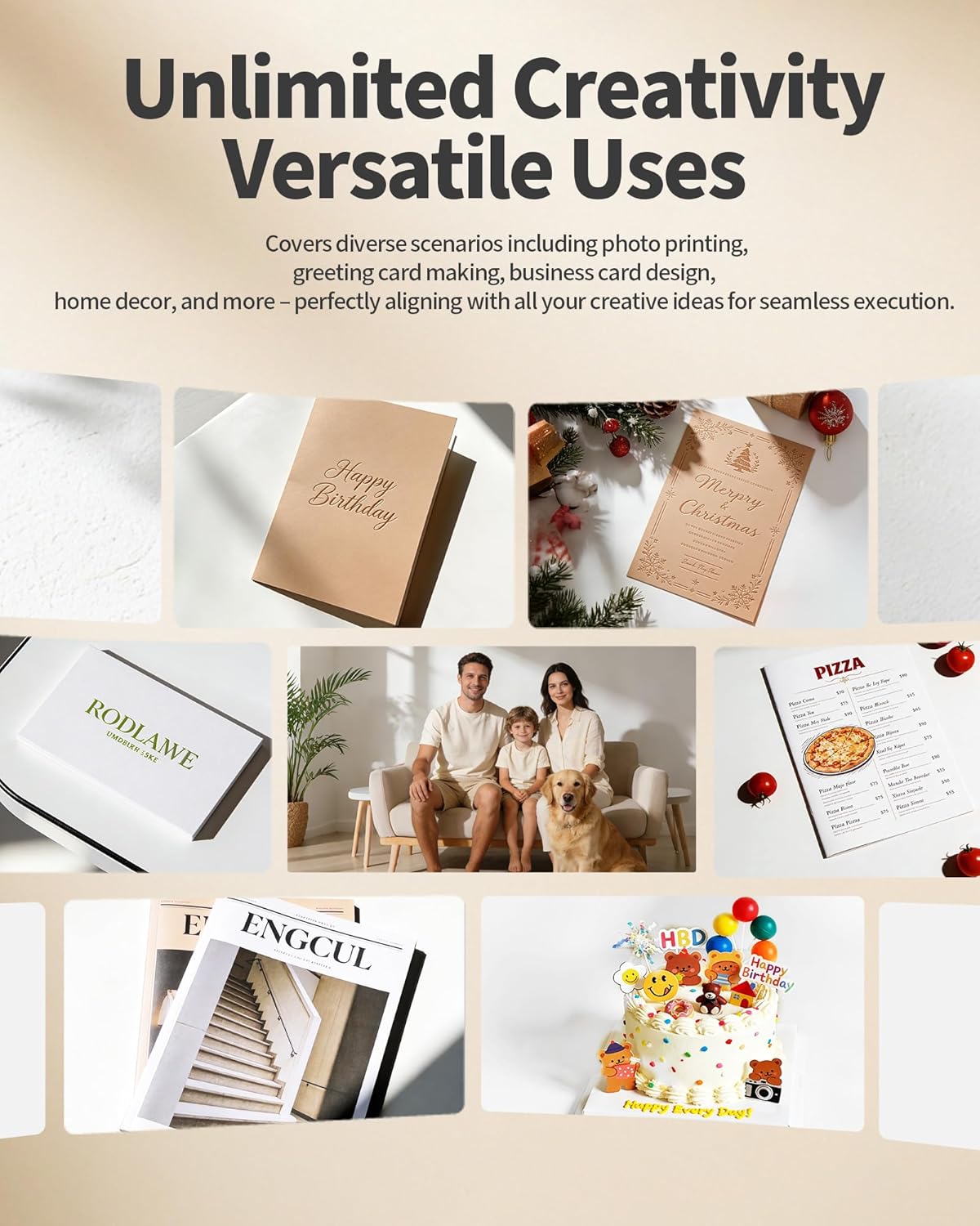 Uinkit 100 Sheets Thick Inkjet Glossy Photo Paper Picture 8.5x11 62lb 230g 11.1mil Cardstock Postcard Brochure For Dye Ink Inkjet Printer