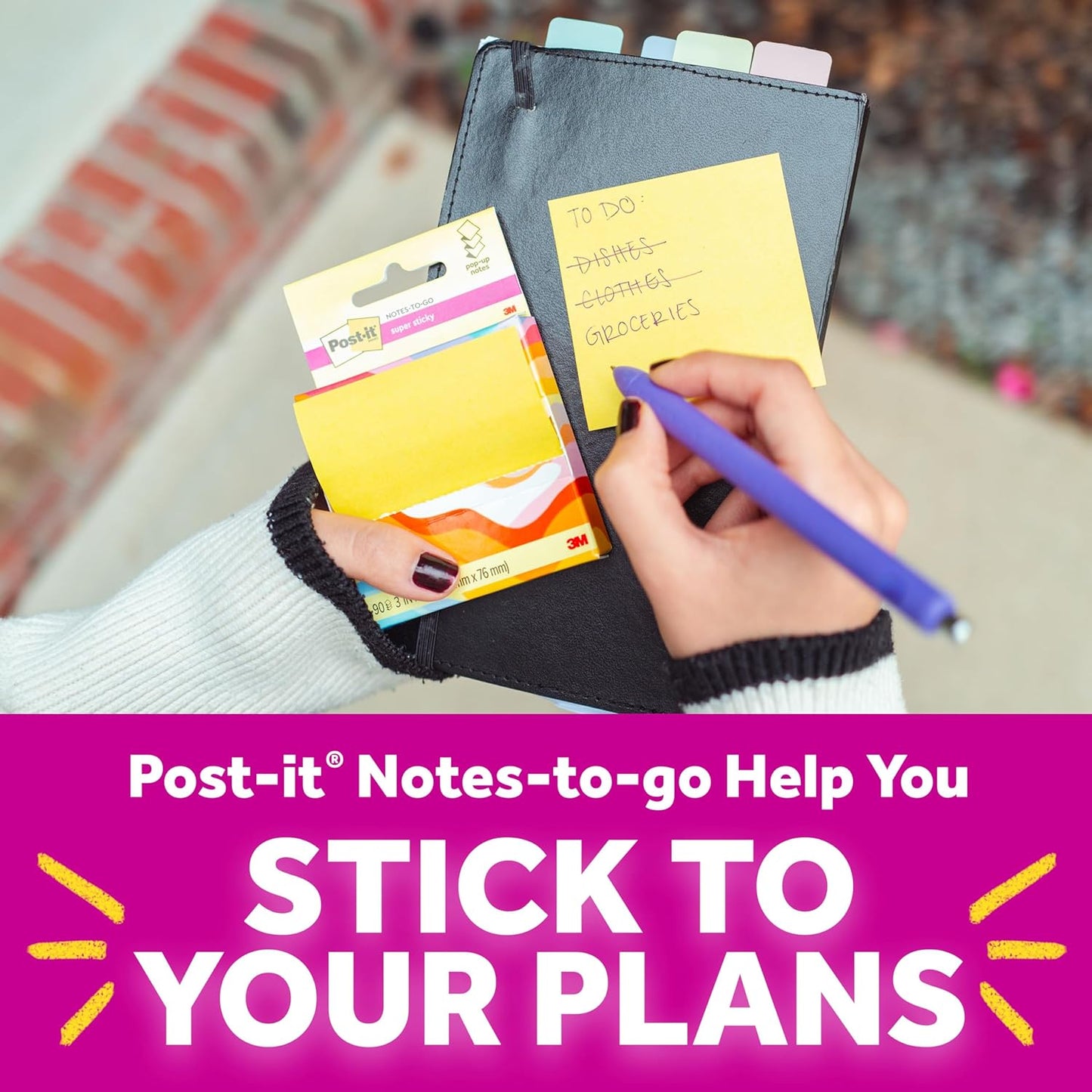 Post-it Super Sticky Pop-up Notes, 3 in x 3 in (76 mm x 76 mm), Pink Salt, 1 Pad with 90 Sheets in Portable Pop-up Dispenser for Reminders, Calendars, to-Do Lists at Home, School, Office