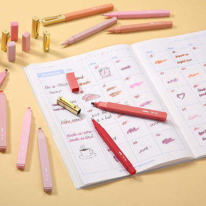 Mr. Pen- Aesthetic Highlighters and Ballpoint Pens No Bleed, 12 Pack, Pastel Colors, Bible Highlighters and Pens No Bleed, Fast Dry and No Smear for Bible Journaling, Planner, School Supplies