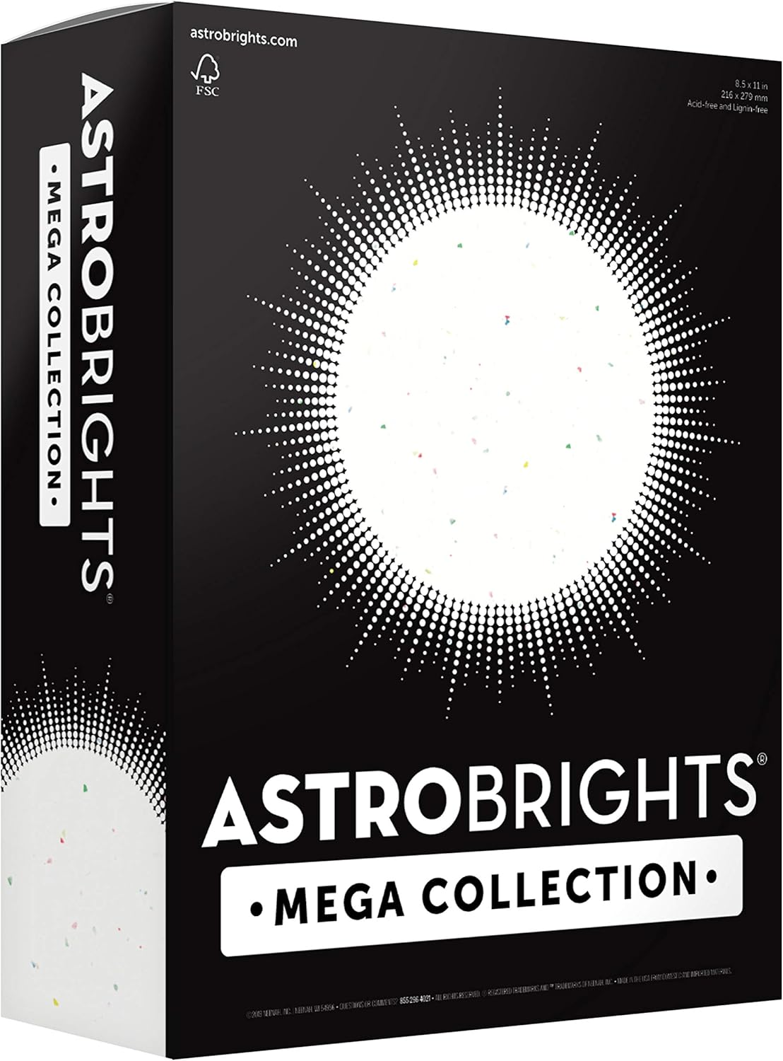 Astrobrights Mega Collection, Colored Cardstock, Bright Confetti White, 320 Sheets, 65 lb/176 GSM, 8.5" x 11" (91683)