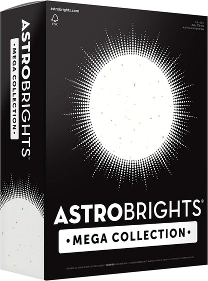 Astrobrights Mega Collection, Colored Cardstock, Bright Confetti White, 320 Sheets, 65 lb/176 GSM, 8.5" x 11" (91683)