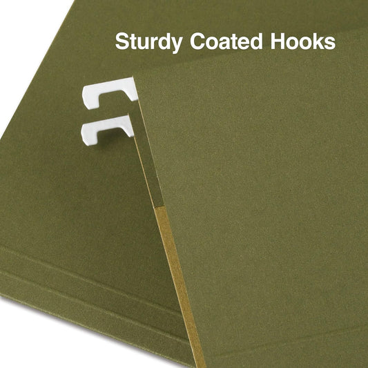 Staples Hanging File Folders, Letter Size, 5‑Tab, Standard Green, Heavy‑Duty Construction – 100/Carton