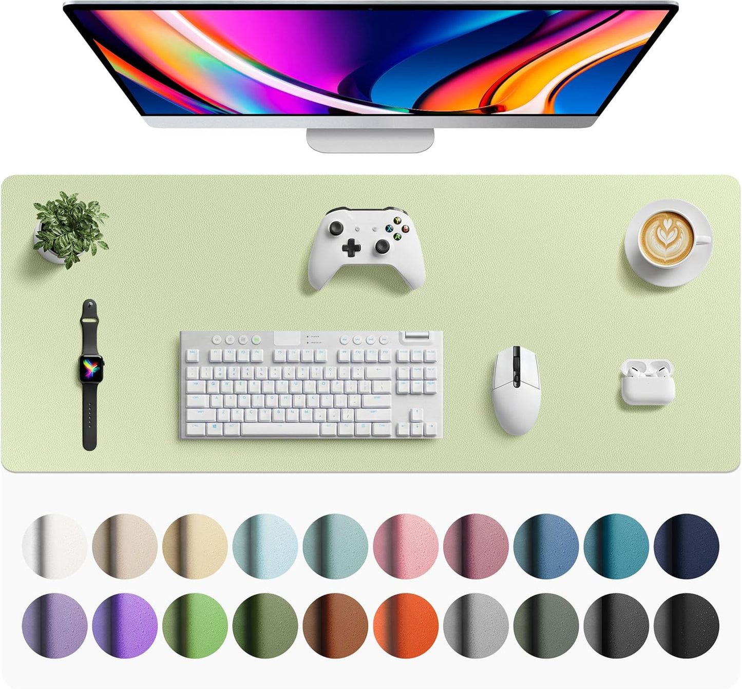Aothia Leather Office Desk Pad Protector, Non-Slip PU Leather Desk Blotter, Waterproof Laptop Writing Mouse Pad for Office and Home, Black, 31.5" x 15.7" - Colors A