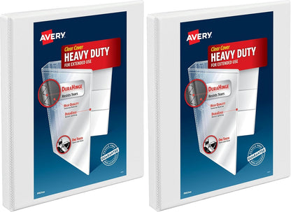 Avery Heavy-Duty Nonstick View 3 Ring Binder, 1/2 inch Slant Rings, 135-Sheet Capacity, Black (05233)