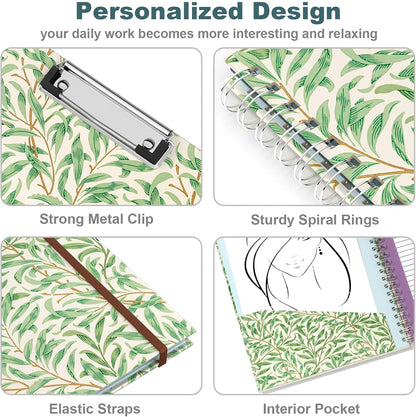 Hongri Clipboard Folio with Refillable Lined Notepad, 8.5 x 11 Folders with Storage 10 Pockets, Spiral Portfolio, Size 12.8X 9.7 in, Office & School Supplies, Skeleton