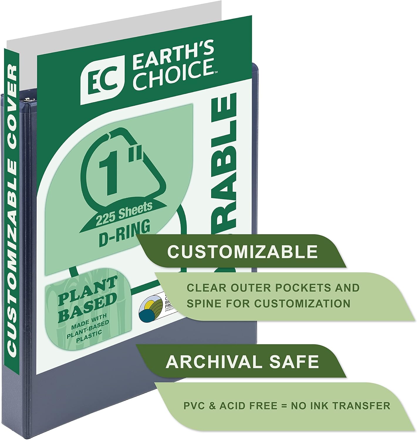 Samsill Plant-Based 3 Inch Durable D-Ring, View Binder, Eco-Friendly, USDA Certified Biobased, 4 Count, Pack of 1, Boho Assortment