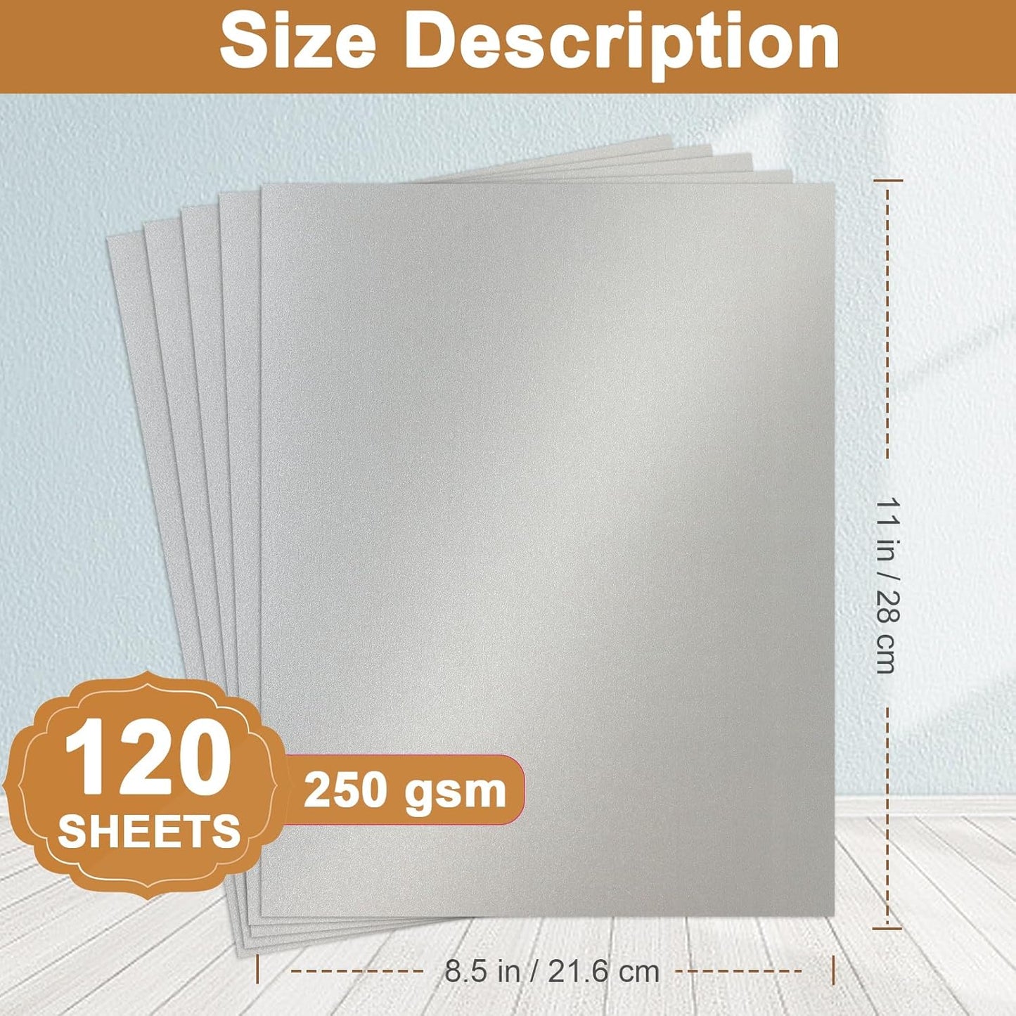 Silunkia 120 Sheets Cream Shimmer Cardstock 8.5 x 11 Off White Paper, 250gsm/92lb Premium Glossy Paper Card Stock for DIY Cards Making, Wedding Invitations, Anniversaries, Business Cards, Menus