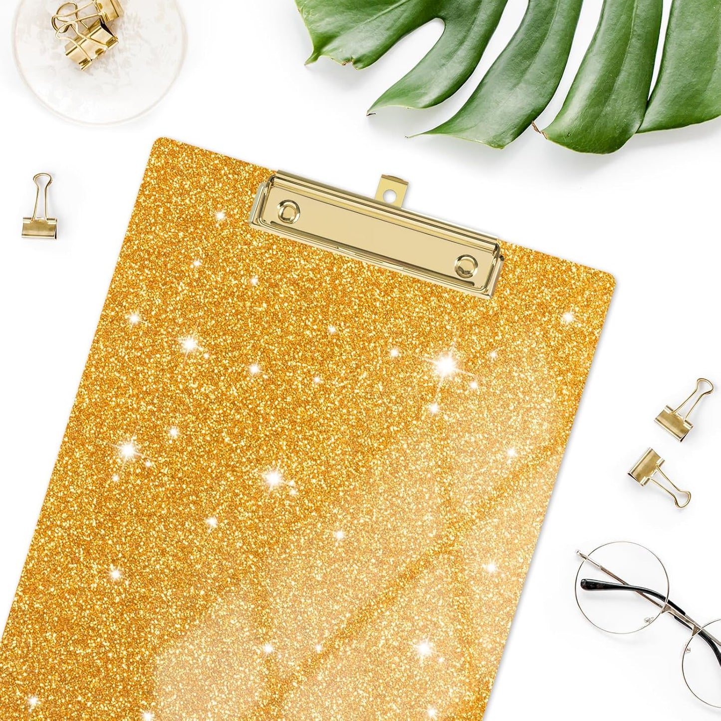 Rimilak Acrylic Glitter Clipboards, Sparkly Board with Low Profile Gold Clip, Designed for Classroom School and Office Use, A4 Letter Size 9 x 12.5 in, Pink