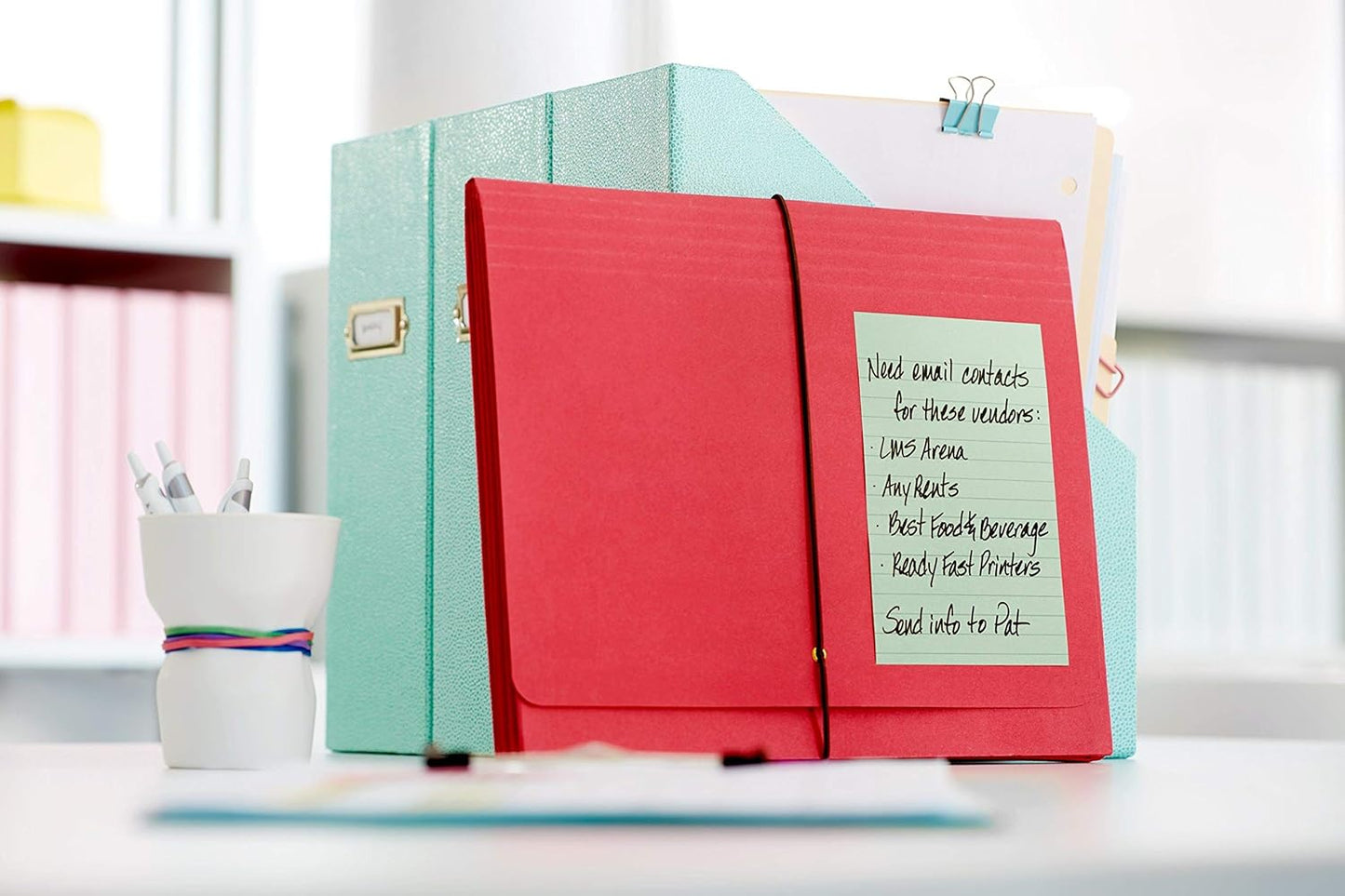 Post-it Notes, 4 in x 6 in, 5 Lined Sticky Note Pads, 100 Sheets per Pad, Beachside Café Collection, School Supplies and Office Products