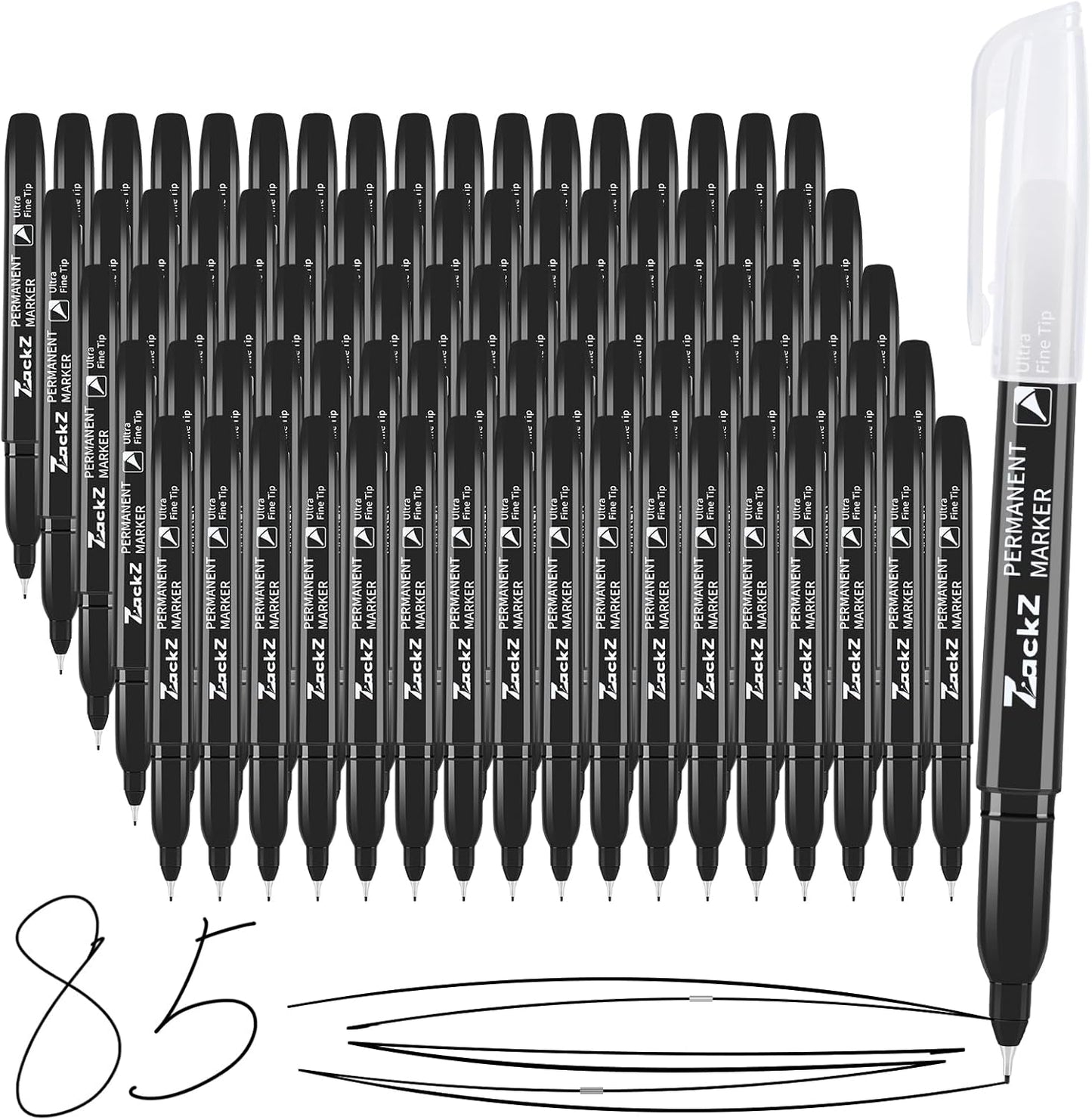 Ultra Fine Point Permanent Black Marker, 18 pack Permanent Markers, Permanent Markers Ultra Fine Tip 0.4 mm Tip, Waterproof & Fade-Proof Ink, Quick Drying, Writing on Paper, Plastic, Metal, Glas