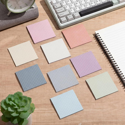 Jecery 9 Pack 4 x 6 Inch Grid Sticky Notes Self Adhesive Memo Pad Cute Graph Paper Self Stick Note Pads with Grid Lines for Gifts Office Supplies, 270 Sheets(Soft Colors)