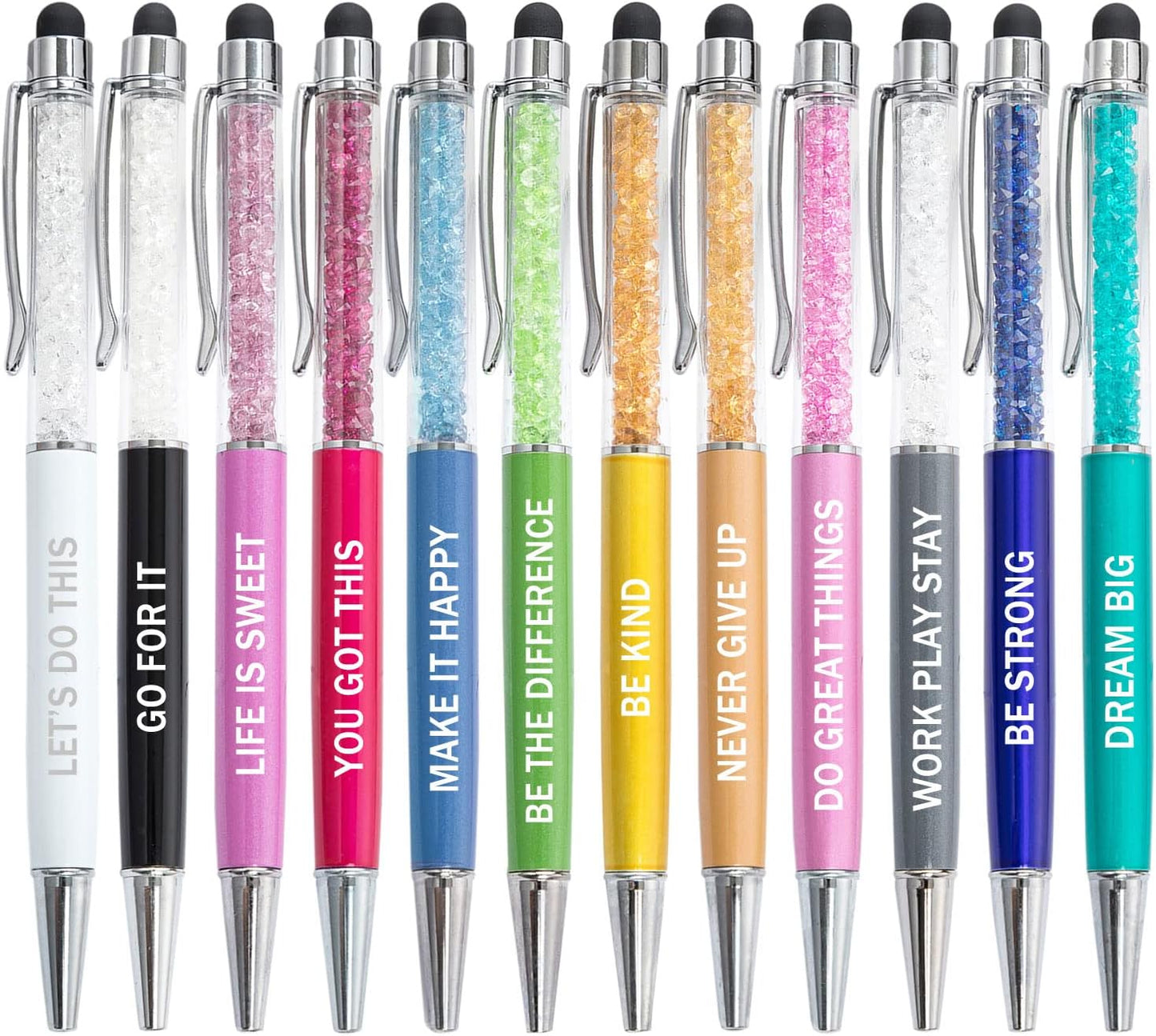 PASISIBICK 3.86 in Blue Ink Refills for Ballpoint Pen with Stylus Tip, Soft Touch Click Pen, 2 in 1 Metal Pens, Medium Point(Pack of 40)