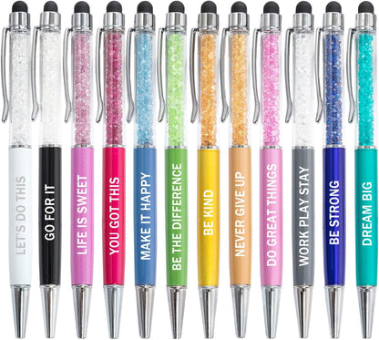 PASISIBICK 3.86 in Blue Ink Refills for Ballpoint Pen with Stylus Tip, Soft Touch Click Pen, 2 in 1 Metal Pens, Medium Point(Pack of 40)