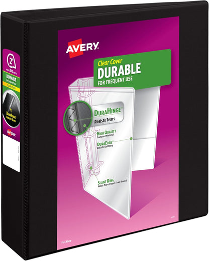 Avery Durable View 3 Ring Binder, 3 Inch Slant Rings, 635 Sheet Capacity, Black, Holds 8.5 x 11 Paper, 3.5" Wide Spine, DuraHinge for Organizing Reports & Projects (17041)