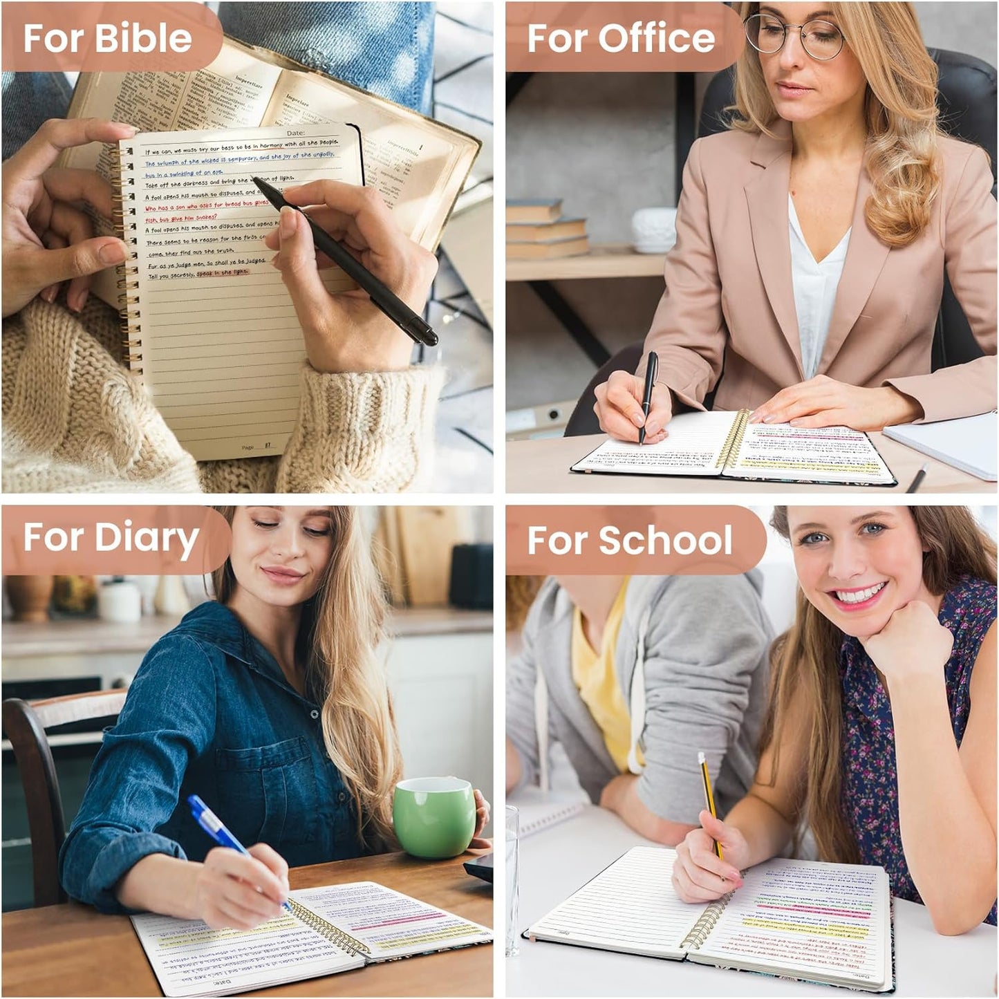 Taja Lined Spiral Notebook Journal for Women A5(5.8" × 8.3"), Cute Hardcover Notebook for Work, School & Note Taking, Pretty College Ruled Journal for Writing, 140 Pages, Sunset