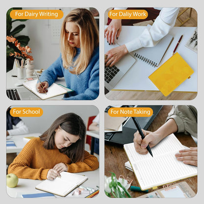 Yoment Lined Journal Notebook for Women, A5 Hardcover Leather Journal for Writing, 260 Pages 100 GSM Thick Paper, College Ruled Notebook for Work, School, Office, 5.7" x 8.3"Green