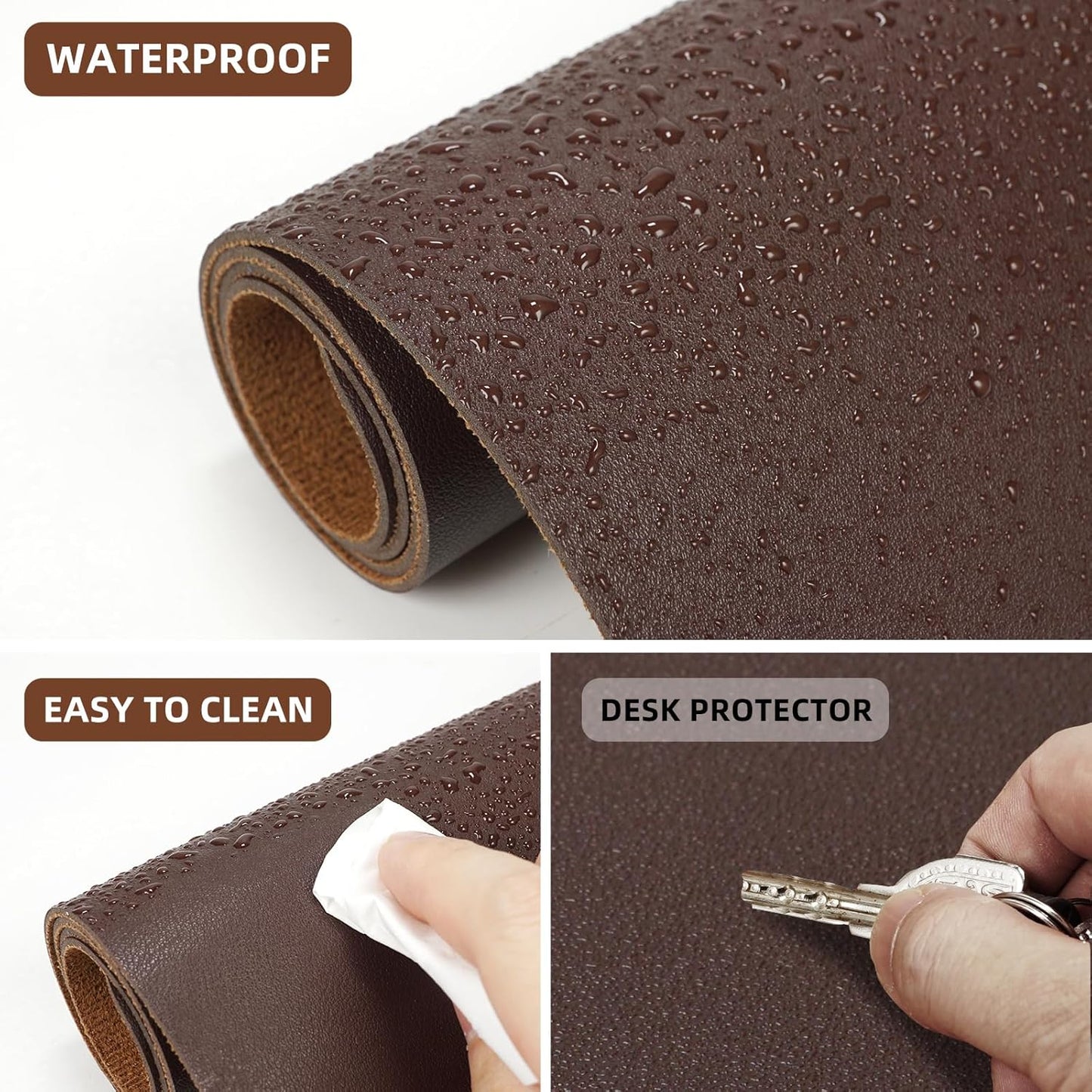 Large Desk Mat 47.2" x 17" Leather Desk Pad Protector with Natural Cork & PU Leather, Non-Slip Office Desk Mat, Large Mouse Pad, Waterproof Desk Blotter pad for Office&Home(Black)