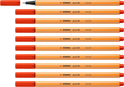 Fineliner - STABILO Point 88 - Pack of 10 - Red