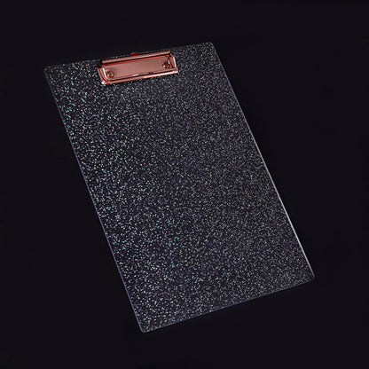 JIARI Acrylic Glitter Clipboard, Office Letter Size 8.5 x 11 Inches, A4 Paper Size, 1 Pack (Glitter-Rose Gold)