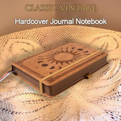 Journal Notebook for Women/Men, Daily for Classic Lined Writing,360 Pages Leather Hardcover with Vintage Sun & Moon Design, SeaGreen, A5 (14.5 x 21 cm)
