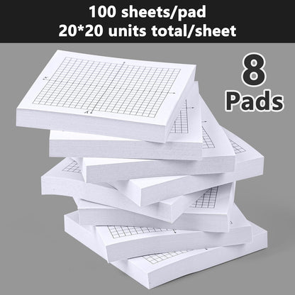 8PCS Graph Paper Sticky Notes 800 Sheets Self Adhesive Mini X Y Axis Coordinate Plane Post It 20 X 20 Four Quadrant Grid Pad for School Office Supplies 3 X 3 Inch