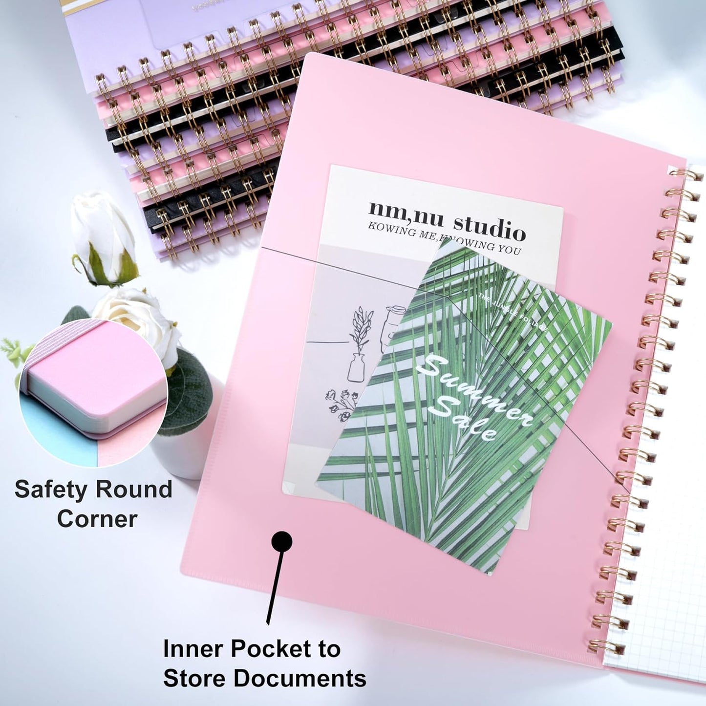 Yoment Graph Paper Spiral Notebook A5 Graphing Notebook 160 Pages Graph Paper Notebook Spiral Bound Waterproof Plastic Hardcover Spiral Journal 5x7 Grid Notebooks for Note Taking,Black