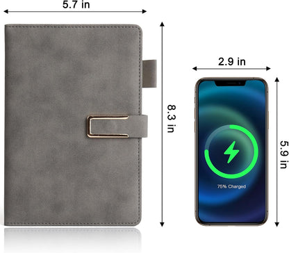 Hardcover Lined Notebook Journal for Women & Men,256 Pages 5.7 x 8.3 inches,A5 Ruled Notebooks Magnetic Closure Leather Journal,Daily for Work,Meeting,Travel,Writing,School and Note Taking (Gray)