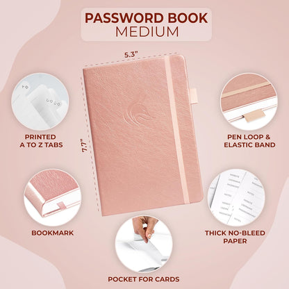 Clever Fox Password Book with alphabetical tabs. Internet Address Organizer Logbook. Small Pocket Password Keeper for Website Logins (Orange)