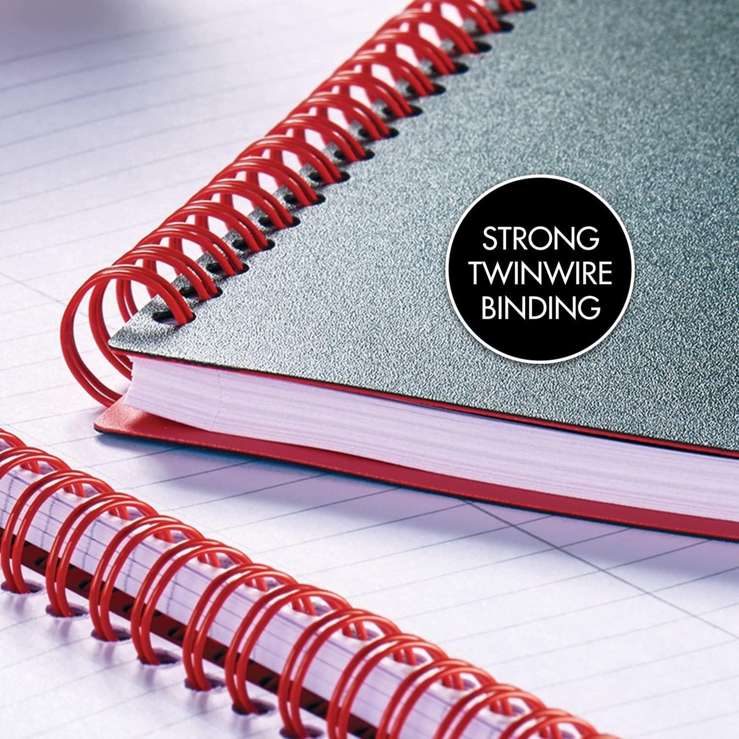 Black n' Red Notebook, Business Journal, 11" x 8", 70 Sheets, Ruled, Optik Paper, Scribzee App, Flexible Poly Cover, Wirebound, Black (K67030)